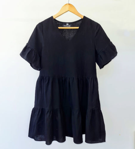 Zayremi Black Tiered Smock Dress