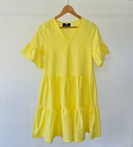 Zayremi Yellow Tiered Smock Dress